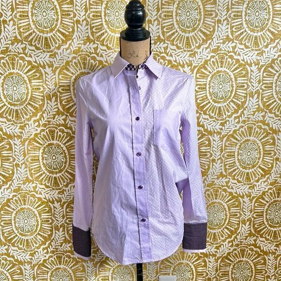 NWOT Le Superbe Ex-Boyfriend Double Cuff Button Down Shirt in Lavender Fields 0 - Picture 8 of 16